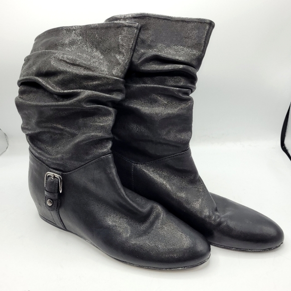 Stuart Weitzman Wedge Black Boots Rugerio Size 9 - Picture 3 of 16